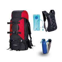 Lade das Bild in den Galerie-Viewer, Camping Wanderrucksack 80L (schwarz/rot), trekkingrucksack, wanderrucksack80l, groß, trinkrucksack, bike rinkrucksack, schwarz, edelstahl trinkflasch, Camping Edelstahl - Brotzeitflasche 
