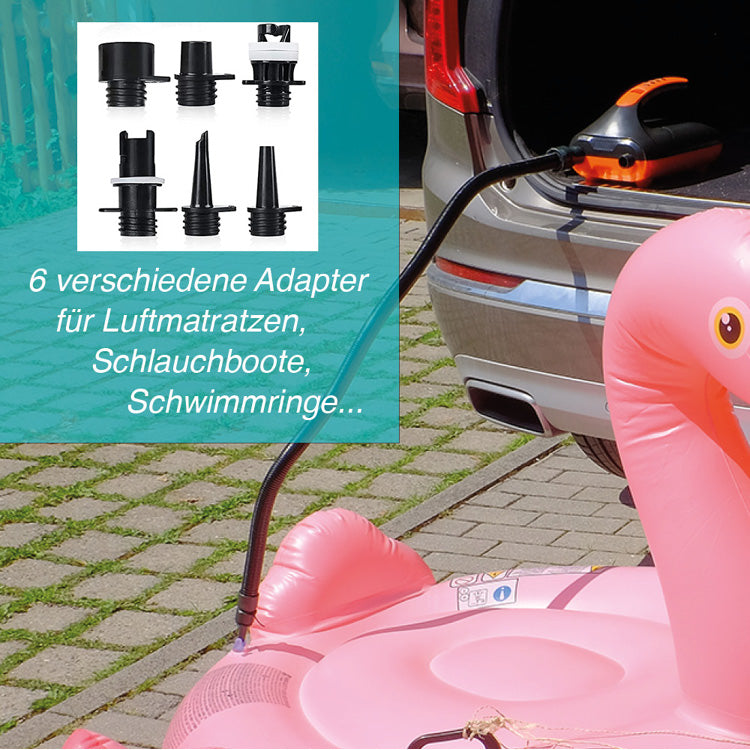 Elektrische Doppel- SUP Luftpumpe mit voreingestellter PSI-Auto-Off-Funktion, 20 PSI, 6 Luftpumpenadapter zum Aufpumpen von SUP-Paddle-Board, Kajak, Booten, Flößen, Schwimmbad
