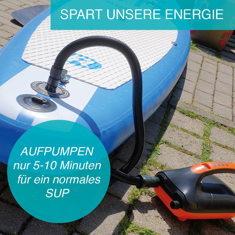 Elektrische Doppel- SUP Luftpumpe mit voreingestellter PSI-Auto-Off-Funktion, 20 PSI, 6 Luftpumpenadapter zum Aufpumpen von SUP-Paddle-Board, Kajak, Booten, Flößen, Schwimmbad