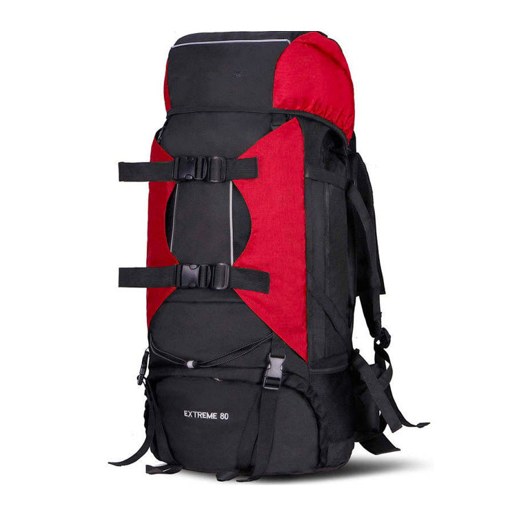 große Wanderrucksack, Trekkingrucksack 80L, Großes Fassungsvermögen,  maximalen Tragekomfort, Interner ALU- Rahmen, Wasser abweisend, Wasserdicht, Integrierter Regenüberzug, Farbe: dunkelblau, hellblau, rot, schwarz. 7-Stufen-Anpassung für eine Vielzahl von Körpergrößen für Männer, Frauen und Jugendliche.